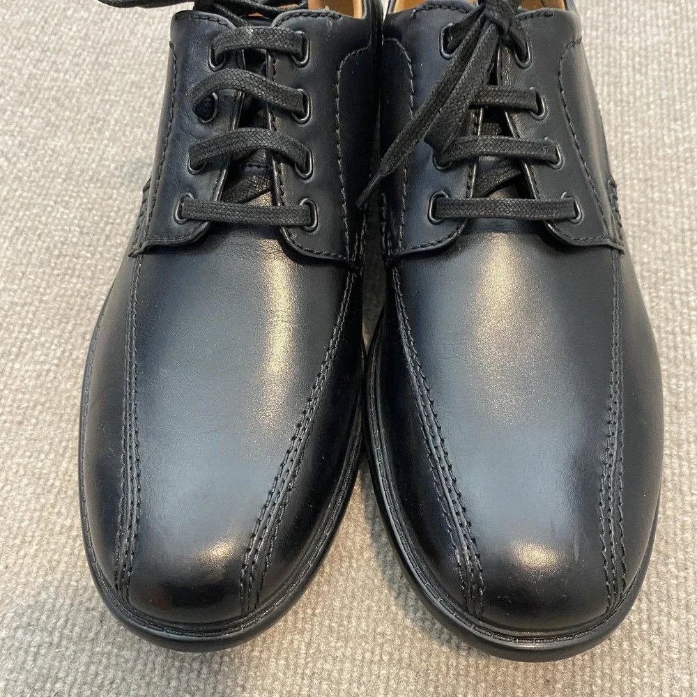 Clarks Shoes Mens Size 12 M Black Leather Derby Dress Oxfords Comfort Square Toe